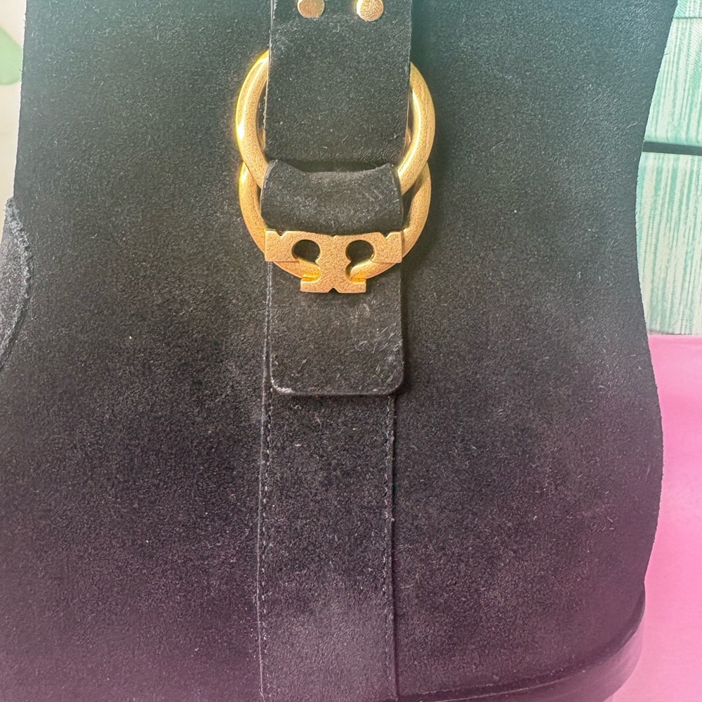 Black Ankle Boots with Gold Buckle - Picture 8 of 13